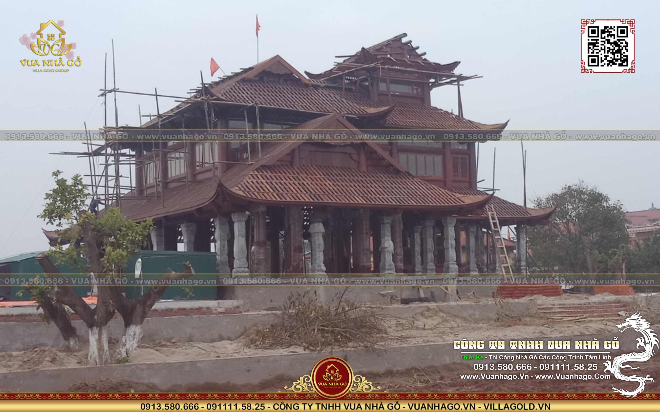 Thi Công Chùa Gỗ, Đài Tưởng Niệm Thờ Bác Hồ Thái Bình Vua Nhà Gỗ