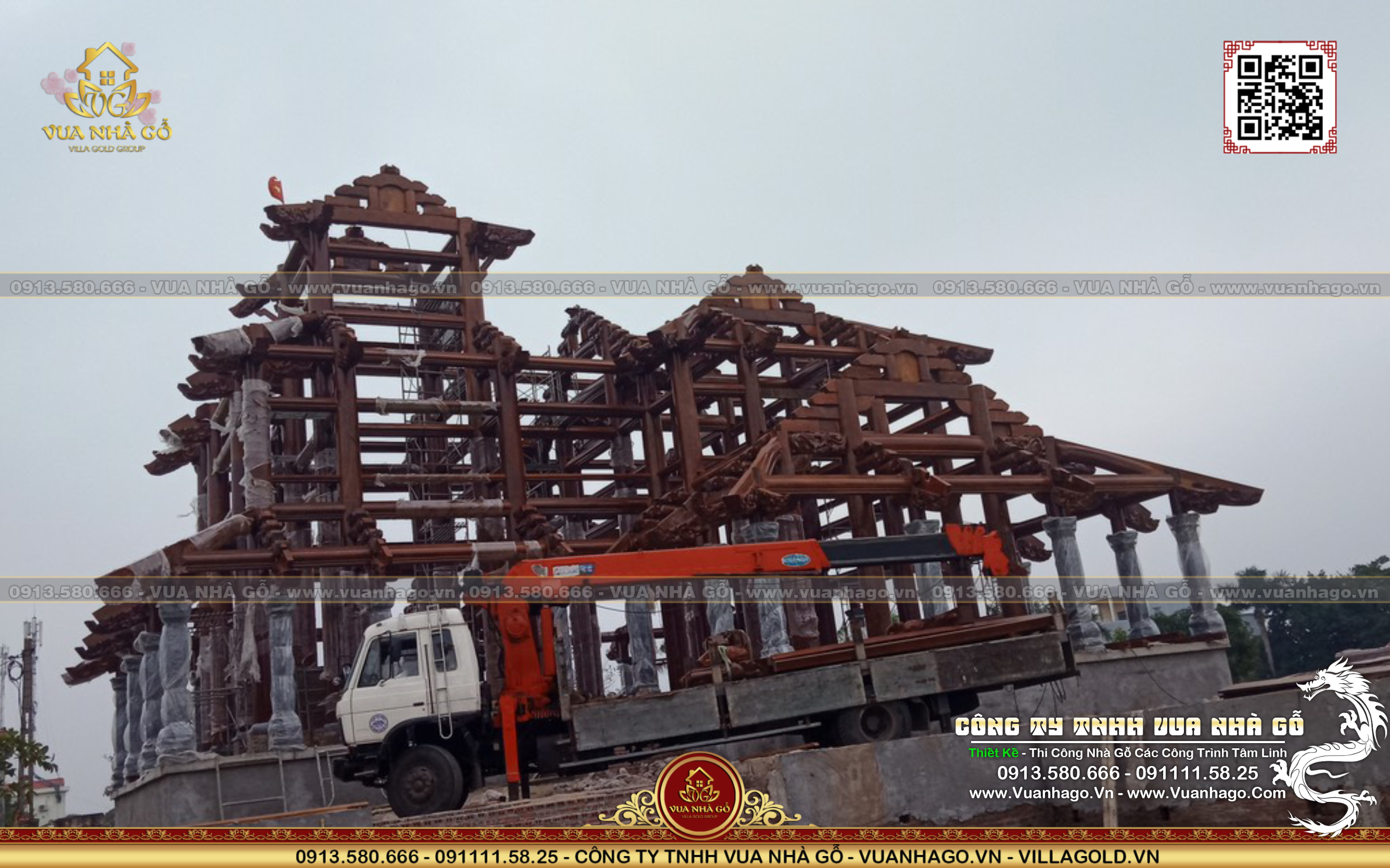 Thi Công Chùa Gỗ, Đài Tưởng Niệm Thờ Bác Hồ Thái Bình Vua Nhà Gỗ