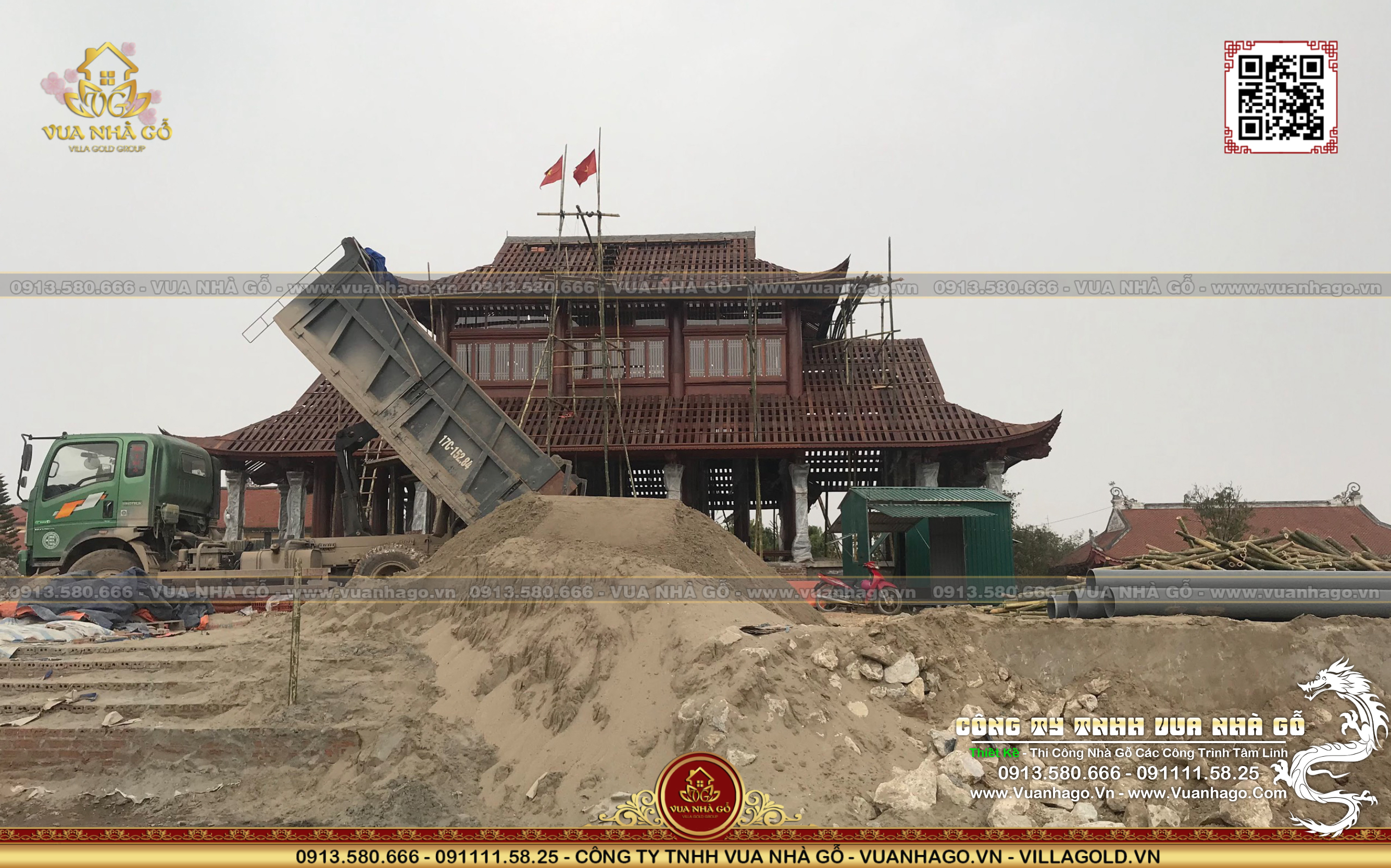 Thi Công Chùa Gỗ, Đài Tưởng Niệm Thờ Bác Hồ Thái Bình Vua Nhà Gỗ