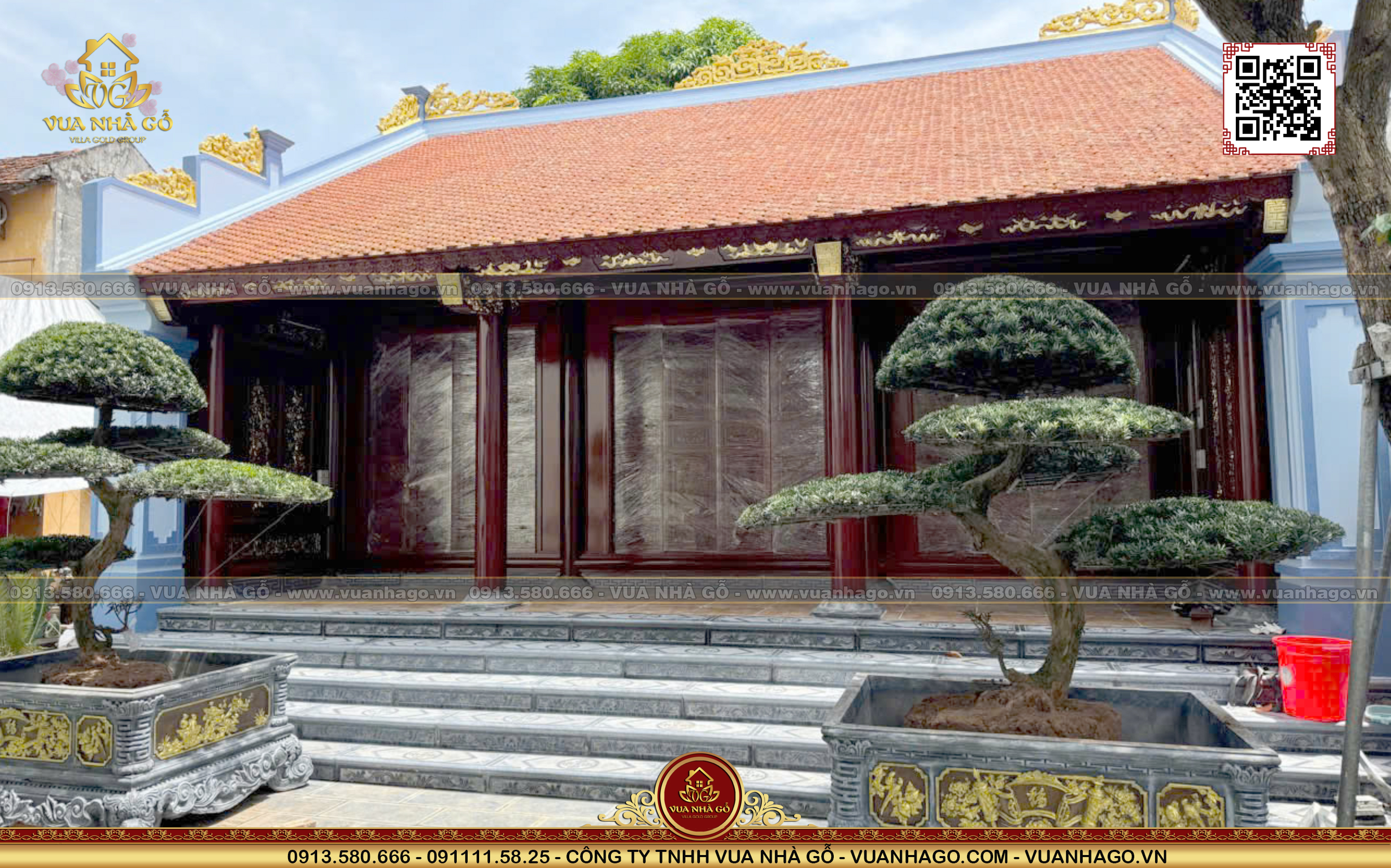 Thi Công Nhà Gỗ 3 Gian Căm Xe Lào Tại Hưng Yên - Nhà Gỗ Nam Định