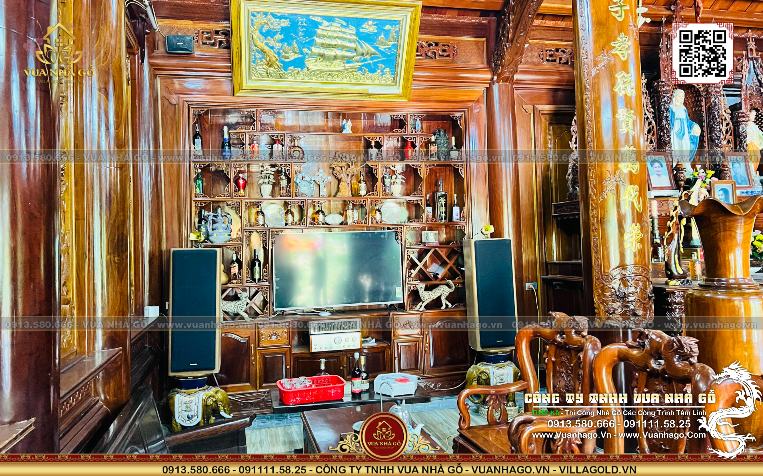 Nội Thất Nhà Gỗ 5 Gian Công Giáo Lim Nam Phi - Vua Nhà Gỗ