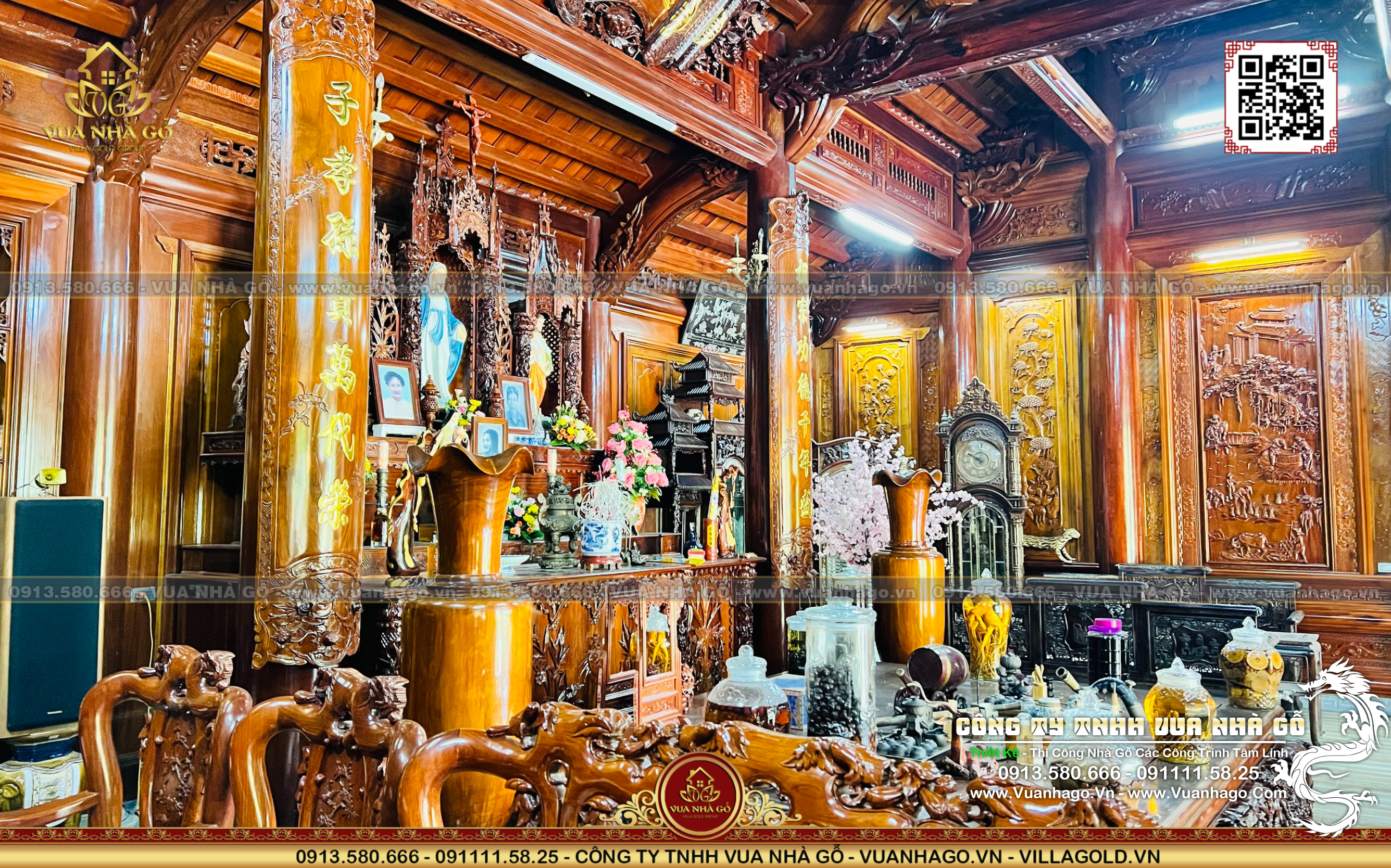 Nội Thất Nhà Gỗ 5 Gian Công Giáo Lim Nam Phi - Vua Nhà Gỗ