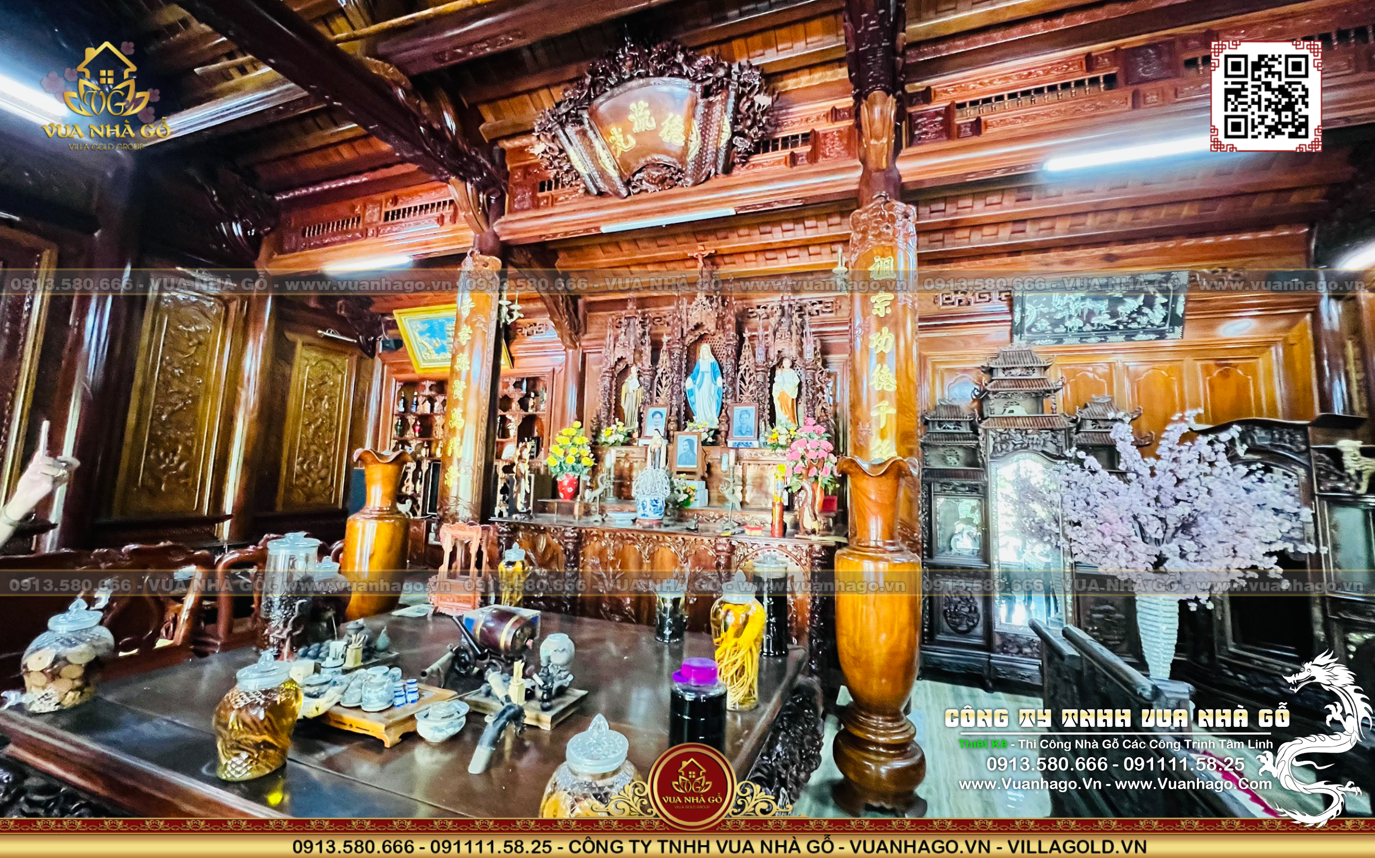 Nội Thất Nhà Gỗ 5 Gian Công Giáo Lim Nam Phi - Vua Nhà Gỗ