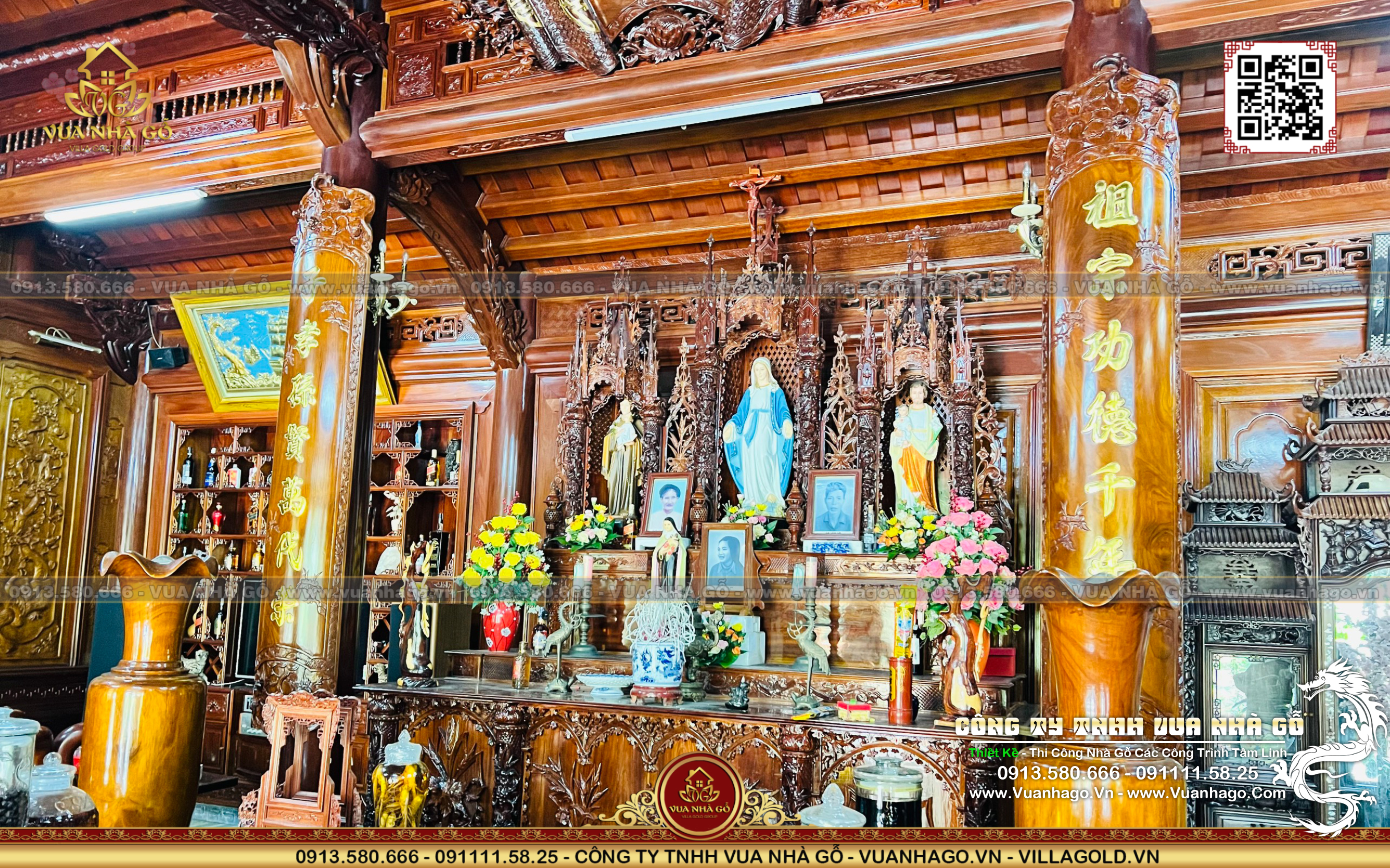 Nội Thất Nhà Gỗ 5 Gian Công Giáo Lim Nam Phi - Vua Nhà Gỗ