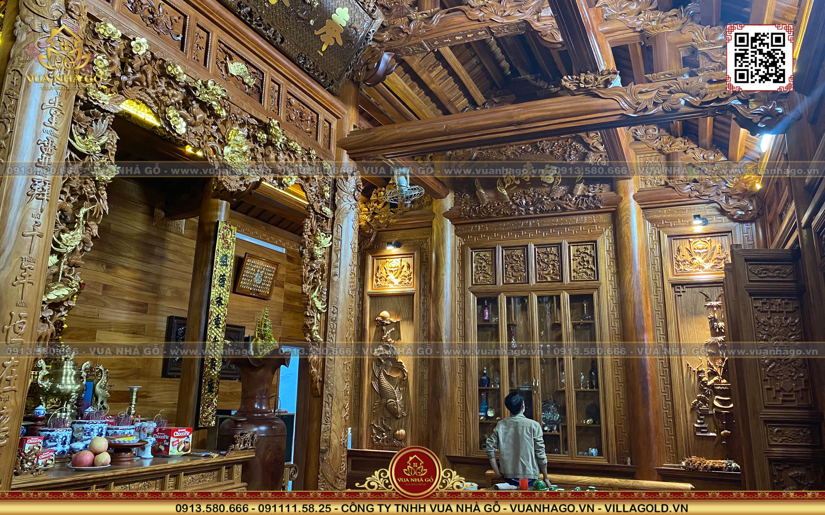 Nội Thất Nhà Gỗ 3 Gian Lim Nam Phi - Thi Công Tại Hải Phòng