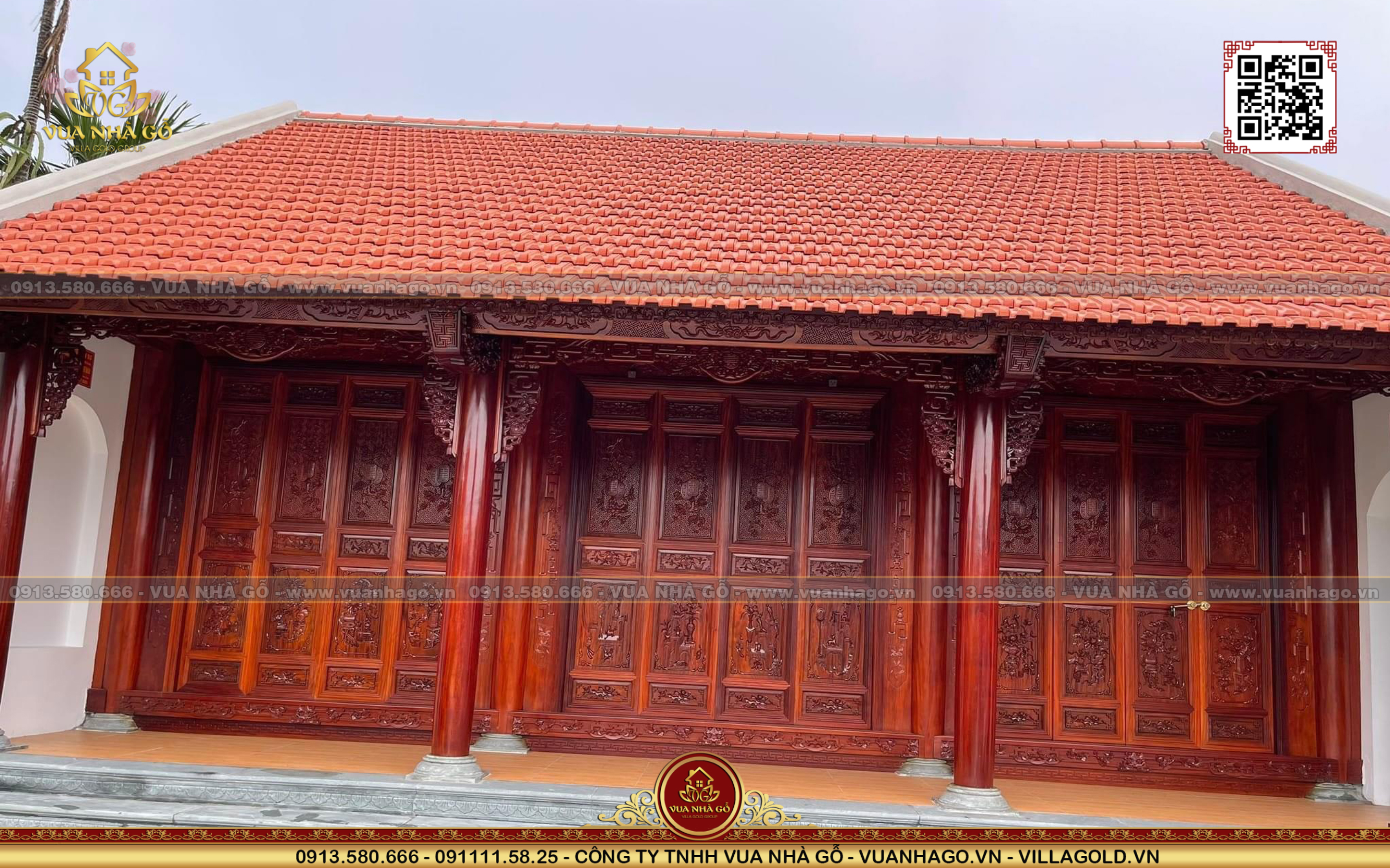 Thi Công Nhà Gỗ 3 Gian Lim Nam Phi Tại Hải Dương - Vua Nhà Gỗ