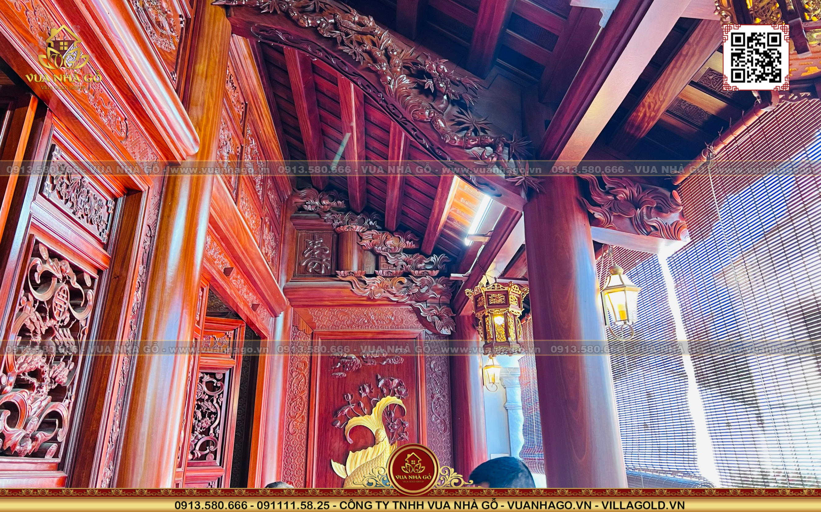 Thi Công Nhà Gỗ 3 Gian Lim Nam Phi Nhà Thờ Họ Nguyễn - Vua Nhà Gỗ