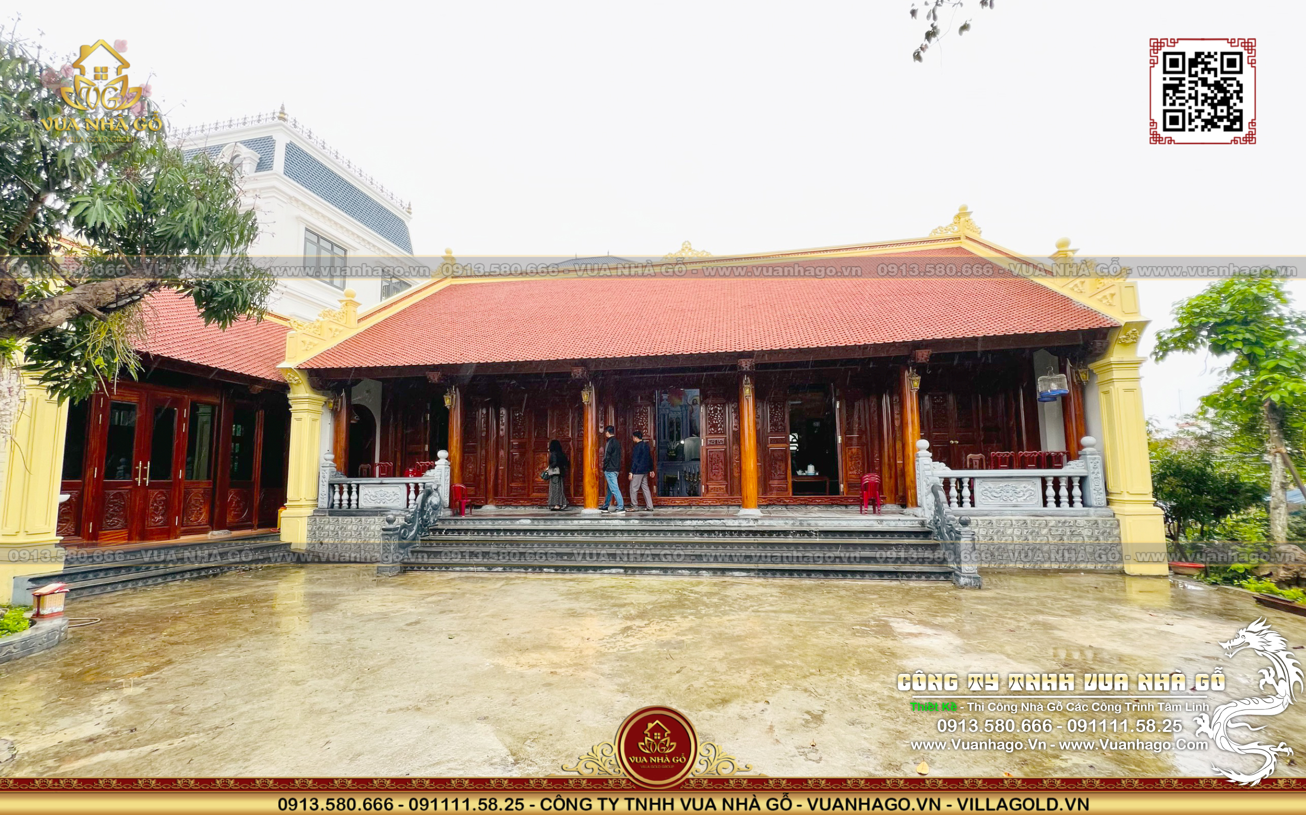Thi Công Nhà Gỗ Lim 5 Gian Hiên Thông Tại Nam Định - Vua Nhà Gỗ